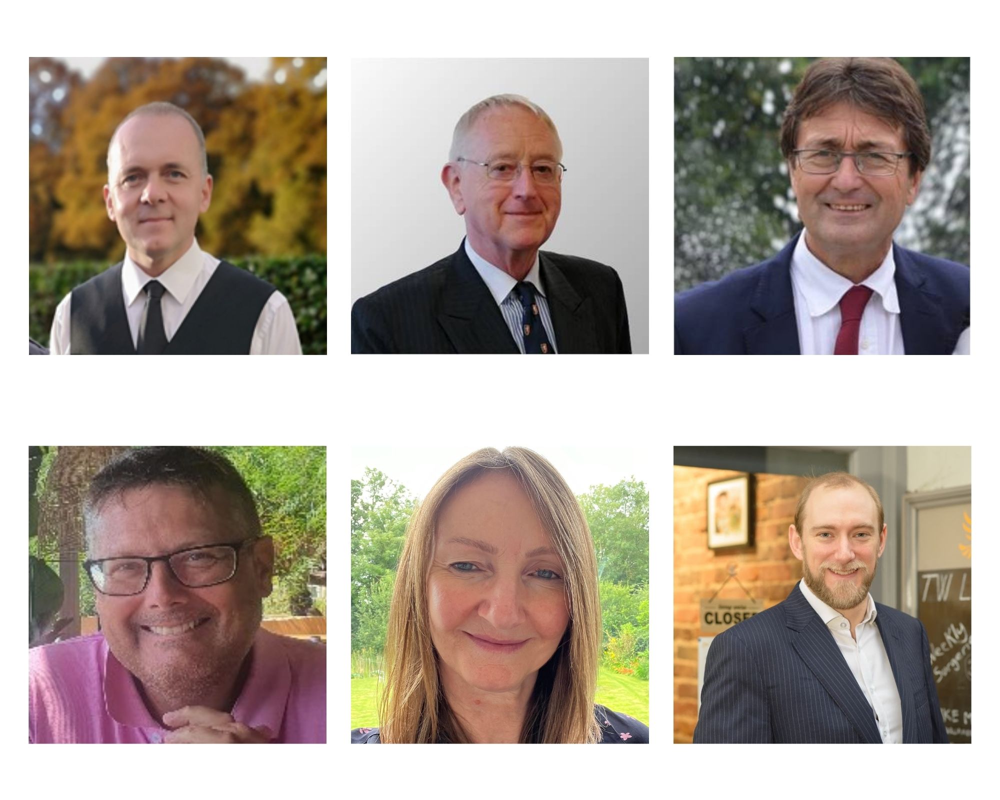 Six head shot photos of men and women looking at the camera and smiling.