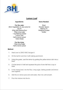 A picture of a recipe to make lemon loaf.