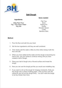A picture of instructions on how to make salt dough.